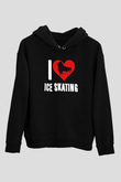 Buz Pateni - Ice skating Baskılı Unisex Siyah Hoodie