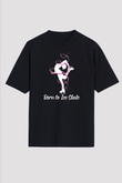 Buz Pateni - Ice skating Baskılı Unisex Siyah Oversize Tişört