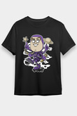 Buzz Skateboard Baskılı Unisex Siyah Tişört