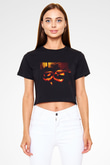 Cadılar Bayramı-Halloween Siyah Crop Top Tişört
