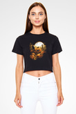Cadılar Bayramı-Halloween Siyah  Crop Top Tişört