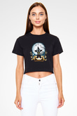 Cadılar Bayramı-Halloween Siyah  Crop Top Tişört