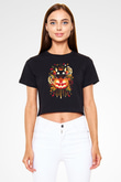 Cadılar Bayramı-Halloween Siyah  Crop Top Tişört