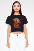 Cadılar Bayramı-Halloween Siyah  Crop Top Tişört