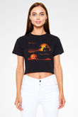 Cadılar Bayramı-Halloween Siyah Crop Top Tişört