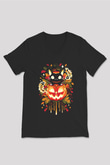 Cadılar Bayramı-Halloween Siyah Unisex V Yaka Tişört