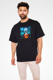 Cadılar Bayramı-Halloween Siyah Unisex Oversize Tişört T-Shirt