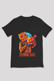 Cadılar Bayramı-Halloween Siyah Unisex V Yaka Tişört