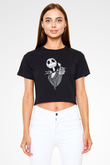 Cadılar Bayramı Temalı  Siyah  Crop Top Tişört