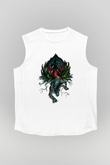 Call Of Ctulhu Baskılı Beyaz Unisex Kolsuz Tişört - Tshirt