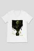 Call Of Ctulhu Baskılı Beyaz Unisex V Yaka Tişört - Tshirt