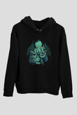 Call Of Ctulhu Baskılı Unisex Siyah Kapüşonlu Sweatshirt
