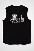 Call Of Ctulhu Baskılı Unisex Siyah Kolsuz Tişört - Tshirt