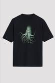 Call Of Ctulhu Baskılı Unisex Siyah Oversize Tişört - Tshirt