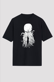 Call Of Ctulhu Baskılı Unisex Siyah Oversize Tişört - Tshirt