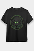 Call Of Ctulhu Baskılı Unisex Siyah Tişört - Tshirt