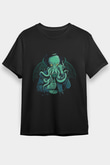 Call Of Ctulhu Baskılı Unisex Siyah Tişört - Tshirt