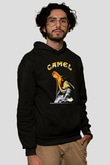 Camel Baskılı Unisex Siyah Kapüşonlu Sweatshirt