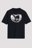 Camel Baskılı Unisex Siyah Oversize Tişört - Tshirt