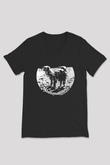 Camel Baskılı Unisex Siyah V Yaka Tişört - Tshirt