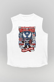 Captain America Baskılı Unisex Beyaz Kolsuz Tişört