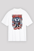 Captain America Baskılı Unisex Beyaz Oversize Tişört