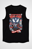 Captain Amerika Baskılı Unisex Siyah Kolsuz Tişört