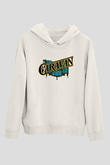 Caravan Baskılı Beyaz Unisex Kapüşonlu Sweatshirt