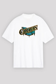 Caravan Baskılı Beyaz Unisex Oversize Tişört - Tshirt