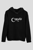 Caravan Baskılı Unisex Siyah Kapüşonlu Sweatshirt