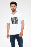 Carcass Baskılı Unisex Beyaz V Yaka Tişört