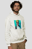 Cardi B Baskılı Unisex Beyaz Kapüşonlu Sweatshirt