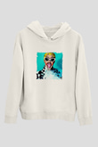 Cardi B Baskılı Unisex Beyaz Kapüşonlu Sweatshirt