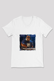 Carl Cox Baskılı Beyaz V Yaka Unisex Tişört