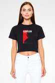 Carl Cox Siyah Crop Top Tişört