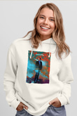 Carl Sagan Baskılı Unisex Ekru Hoodie