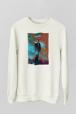 Carl Sagan Baskılı Unisex Ekru Sweatshirt