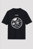 Casey Baskılı Unisex Siyah Oversize Tişört