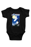 Casper the Friendly Ghost Baskılı Siyah Bebek Body - Zıbın