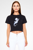Casper the Friendly Ghost Siyah Crop Top Tişört