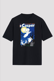 Casper the Friendly Ghost Siyah Unisex Oversize Tişört