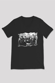 Casualties Baskılı Unisex Siyah V Yaka Tişört - Tshirt