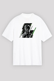 Caveira Baskılı Beyaz Unisex Oversize Tişört - Tshirt