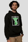 Caveira Baskılı Unisex Siyah Kapüşonlu Sweatshirt