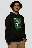 Caveira Baskılı Unisex Siyah Kapüşonlu Sweatshirt