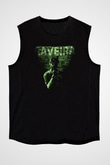 Caveira Baskılı Unisex Siyah Kolsuz Tişört - Tshirt