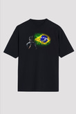 Caveira Baskılı Unisex Siyah Oversize Tişört - Tshirt