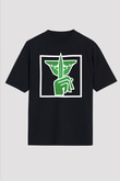 Caveira Baskılı Unisex Siyah Oversize Tişört - Tshirt