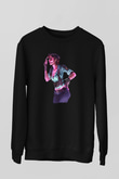 Caveira Baskılı Unisex Siyah Sweatshirt