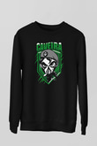 Caveira Baskılı Unisex Siyah Sweatshirt